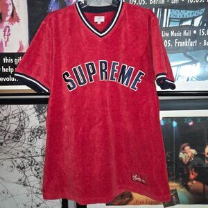 fw16 supreme velour baseball jersey shirt